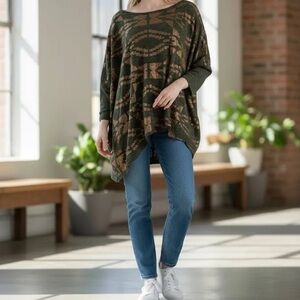 LANE BRYANT Asymmetrical Dolman Bronze Metallic Top EUC